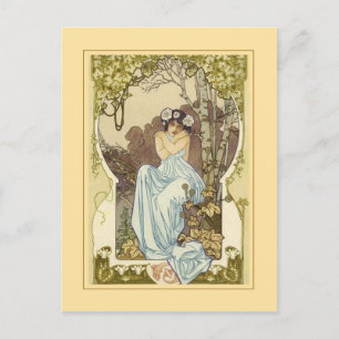 Postale Carte de voeux Art nouveau design.