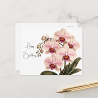 Carte de vœux d'anniversaire à l'orchidée rose élé
