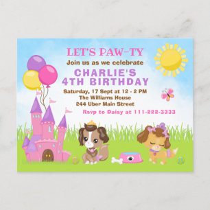 Postale Carte de vœux d'anniversaire Château Rose pour chi