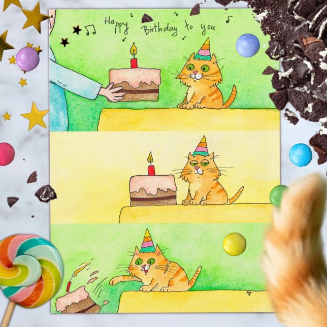 Postale Carte de vœux d'anniversaire de chat drôle  (Créateur téléchargé)