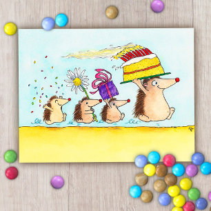Postale Carte de vœux d'anniversaire Hérisson Mignon 