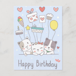 Postale Carte de vœux d'anniversaire Kawaii