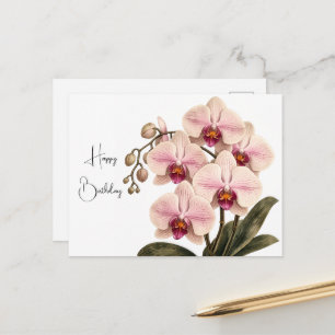 Postale carte de voeux d'anniversaire orchidée