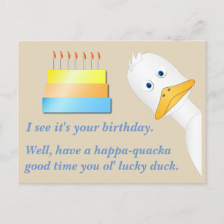 Postale Carte de vœux d'anniversaire Peeking Duck