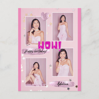 Postale Carte de vœux d'anniversaire pour femme photo mini