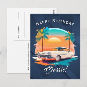Postale Carte de vœux d'anniversaire pour voiture vintage