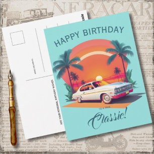 Postale Carte de vœux d'anniversaire pour voiture vintage