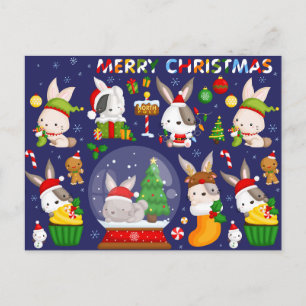 Postale Carte de vœux de Noël aux lapins