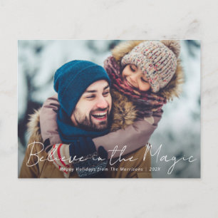 Postale carte de vœux de Noël avec photo de script mince