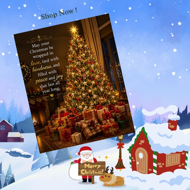 Postale Carte de vœux de Noël avec sapin et cadeaux (Créateur téléchargé)