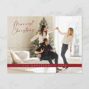 Postale Carte de vœux de Noël contemporaine, photo de fami