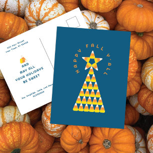 Postale Carte de vœux de Noël d'automne sarcelle – Arbre e