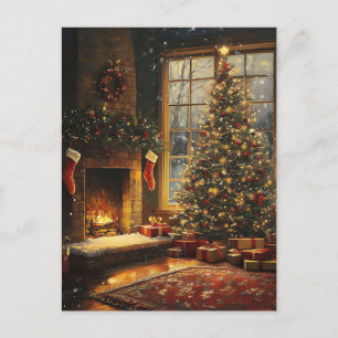 Postale Carte de vœux de Noël festive scène de Noël cosy