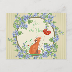 Postale Carte de vœux de Noël Joy To You Renard