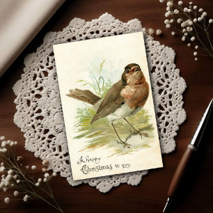 Postale Carte de vœux de Noël Vintage 1908 Robin Bird