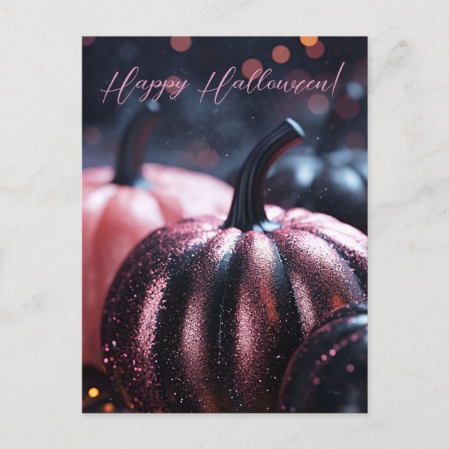 Postale Carte de voeux de Parties scintillant Citrouille H (Devant)