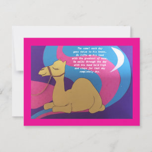 Postale Carte de vœux de poème de chameau.