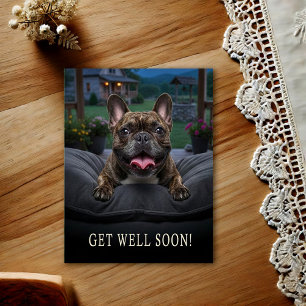 Postale Carte de vœux de rétablissement pour Bouledogue Fr
