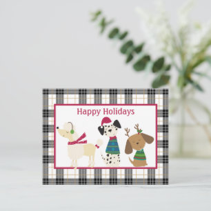 Postale Carte de vœux de vacances Trio de chiens de dessin