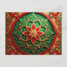 Carte de vœux décorative de vacances Rouge Vert