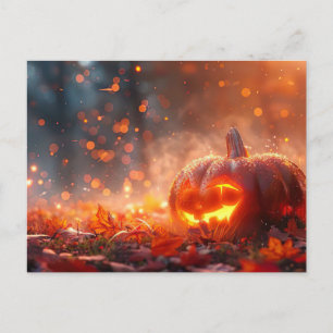Postale Carte de vœux d'Halloween citrouille effrayante