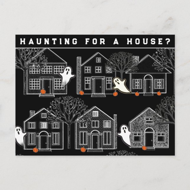 Postale Carte de vœux d'octobre Halloween pour agent immob (Devant)