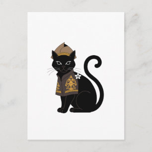 Postale Carte de vœux du chat noir guerrier