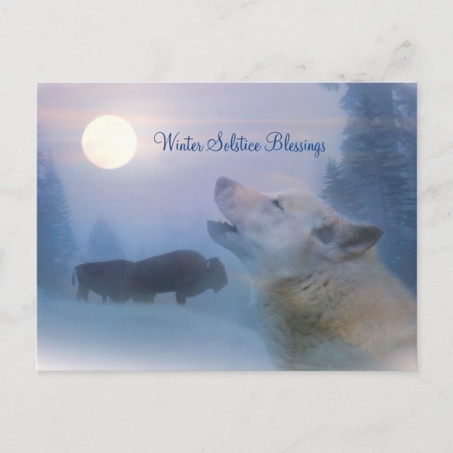 Postale Carte de vœux du loup et du bison pour la bénédict (Devant)