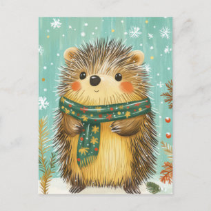 Postale Carte de voeux Festif de Noël Hérisson