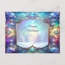 Carte de vœux festive avec cadre en verre coloré o