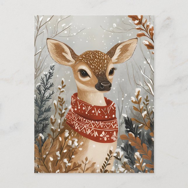 Postale Carte de vœux festive de Noël avec cerf mignon (Devant)