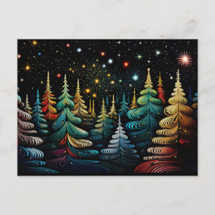 Postale Carte de voeux Festive et abstraite Arbre de Noël