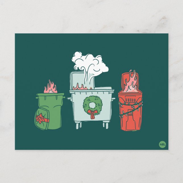 Postale Carte de vœux festive feu de poubelle pastel (Devant)