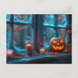 Postale carte de vœux Halloween citrouille effrayante