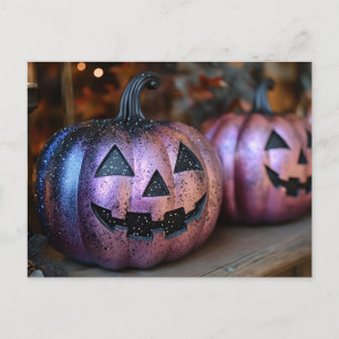 Postale Carte de voeux Halloween Parties scintillant noire