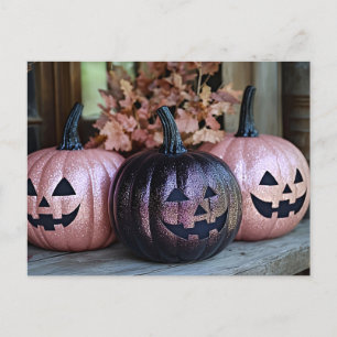 Postale Carte de voeux Halloween Parties scintillant noire
