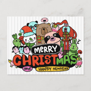Postale Carte de vœux Joyeux Paresseux Noël
