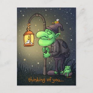 Postale carte de voeux lampe-gnome