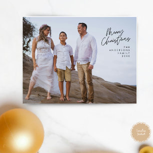 Postale Carte de vœux moderne, photo de famille joyeux Noë