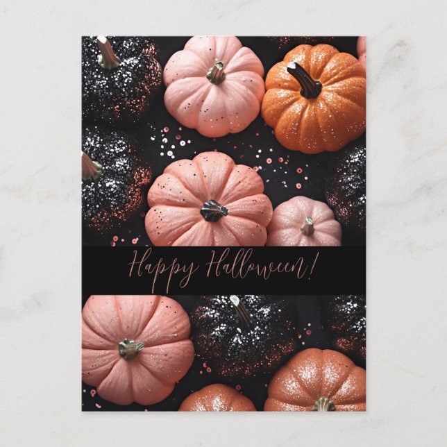 Postale Carte de voeux parties scintillant Citrouilles Hal (Devant)