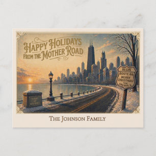 Postale Carte de vœux personnalisée Route 66 Chicago pour