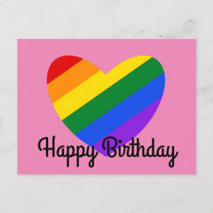 Postale Carte de vœux pour anniversaire Cœur Arc-en-ciel #