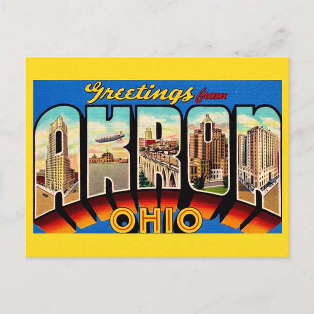 Postale Carte de vœux rétro Akron Ohio  (Devant)