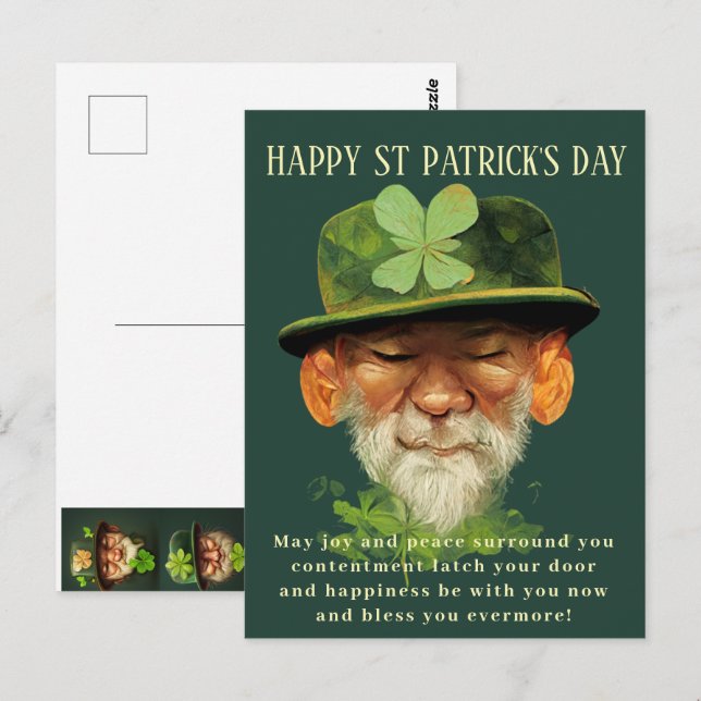Postale Carte de vœux Saint-Patrick joyeuse (Devant / Derrière)