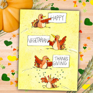 Postale Carte de vœux végétarienne de Thanksgiving par N. 