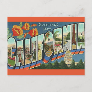 Postale Carte de vœux vintage Californie