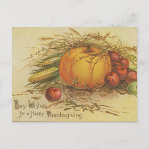 Postale Carte de vœux vintage de Thanksgiving récolte de p