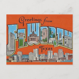 Postale Carte de vœux vintage Fort Worth TX 