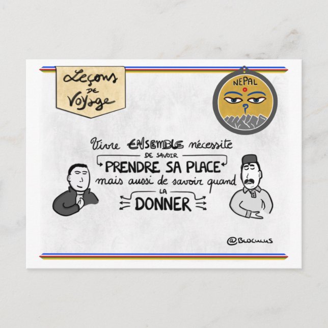 Postale Carte de voyage : À votre juste place (Devant)