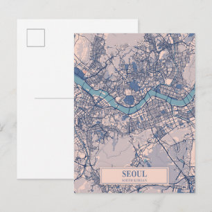Postale Carte de voyage de la ville venteuse de Séoul Coré